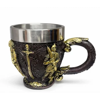 Şövalye Kabartmalı 3D Paslanmaz Çelik Kupa Bardak TKN4476