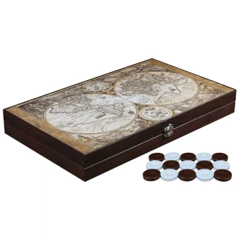 Trendy Deri Haritalı Tavla