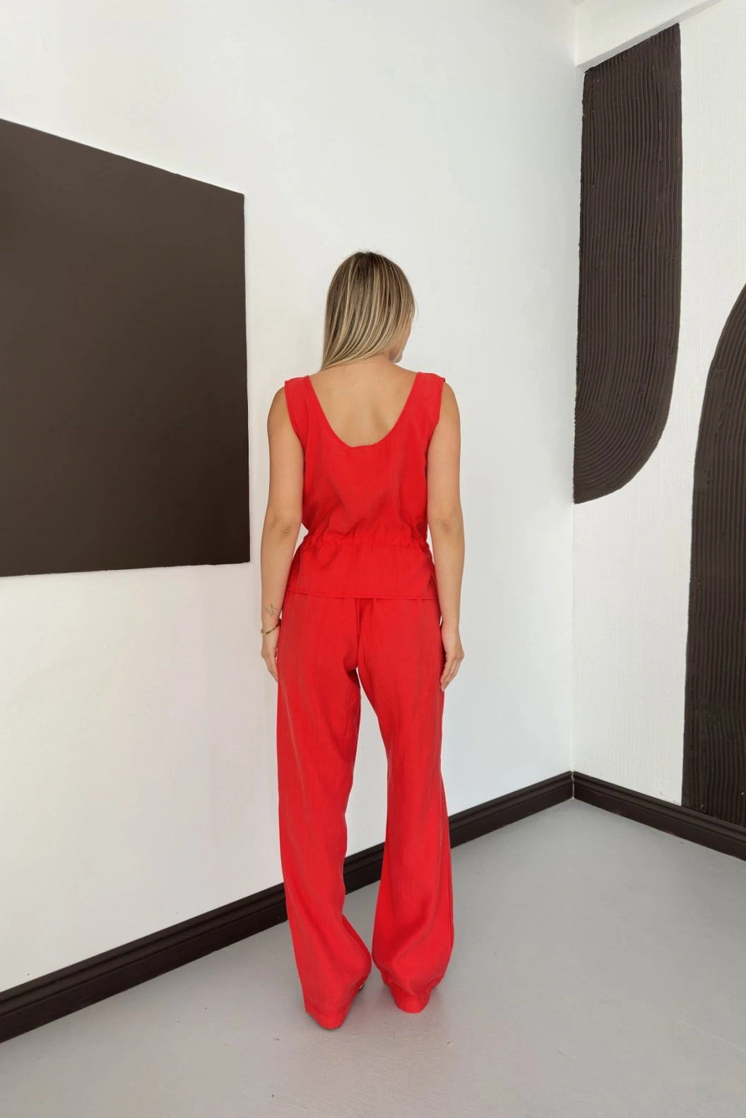 Keten Karışımlı Pantolon Bluz Takım
