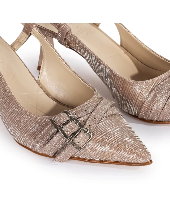 Atina Rose Simli Kumaş Toka Detay Topuklu Ayakkabı