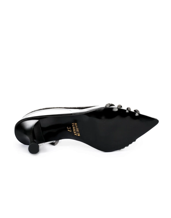 Flory Siyah Taşlı Şeffaf Topuklu Ayakkabı