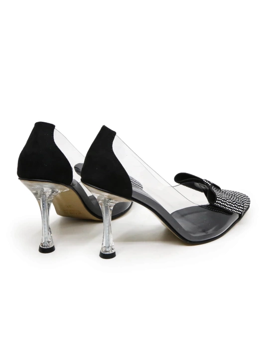 Ribera Taşlı Topuklu Ayakkabı Siyah