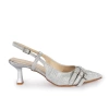 Atina Gümüş Simli Kumaş Toka Detay Topuklu Ayakkabı