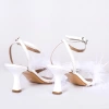 Diva Tüylü Beyaz Kadeh Topuklu Ayakkabı