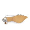 Flory Gümüş Taşlı Şeffaf Topuklu Ayakkabı