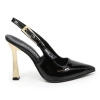 Lera Siyah Rugan Gold Topuk Detaylı Kadın Ayakkabı