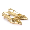 Rosi Gül Detaylı Gold Topuklu Ayakkabı