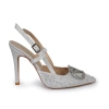 Vilda Taş Detaylı Gümüş Topuklu Ayakkabı