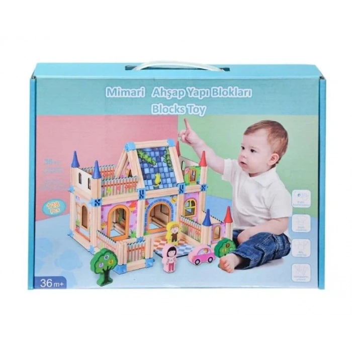 AHSAP 128 PARCA MIMARI YAPI BLOKLARI