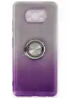 Xiaomi Phone X3 Kılıf Simli Ring Standlı Slim Silikon Kılıf - Mor