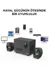 D37 Siyah Bluetooth Hoparlör 2in1 Subwoofer RGB Işıklı Bilgisayar Hoparlörü Speaker