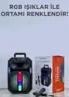 D26 Siyah RGB Işıklı Mikrofonlu Kumandalı USB/TF/FM/MIC/BT Bluetooth Hoparlör