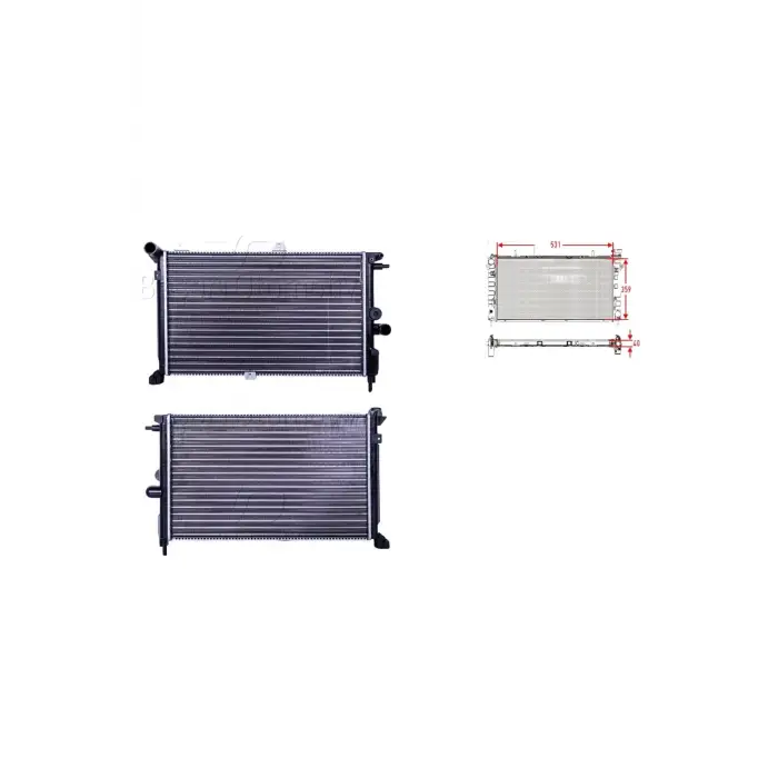 Opel Vectra A 1.7 Td Mekanik Klimasız Uyumlu Su Radyatörü Mekanik 531x359x40  1300104 Autolux