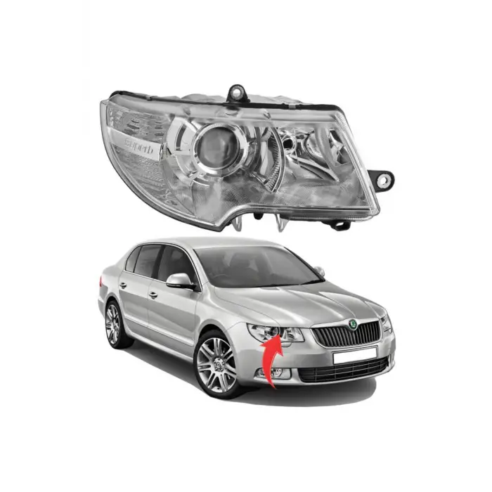 Skoda Superb 2008-2013 Far Sağ Mercekli Super B Yazili 3T1941018 Wisco