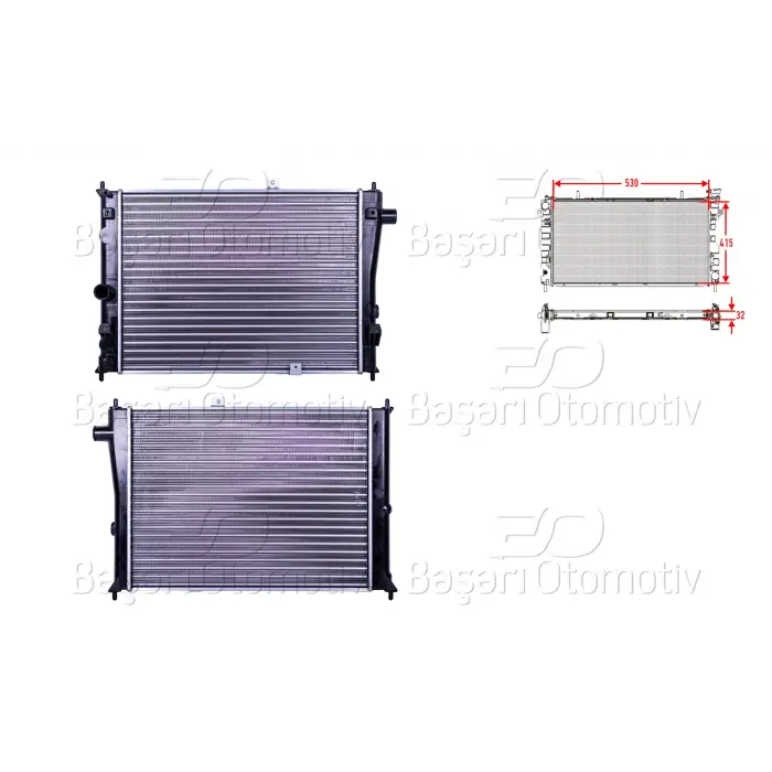 Opel Ascona C Kadett D 1.6 1.8 530X415 1981- Su Radyatörü Mekanik MT 530X415X32 90128774 Autolux