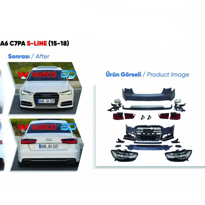 Audi A6 C7PA 2015-2018 (12-14 Arasi A6 Sedan Icin Tampon Seti Komple Ön Arka Far VE Stoplu 4G0807065AMGRU Wisco
