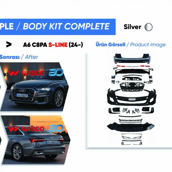 Audi A6 2019-2024 Tampon Seti Komple Ön Arka OEM Silver 4K0807065 Wisco