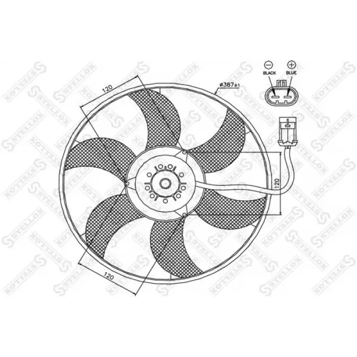 Opel Combo C Corsa C Z10XE Z10XEP Z12XE Z12XEP 2001- FAN Motoru Davlumbazli 390 MM 2 FIS 6 Kanat 24445185 Wisco