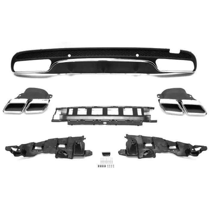Mercedes W205 2014-2018 Tampon Difüzör Seti Tampon Difüzörü Arka 2 Çıkış Egz Uçlu AMG 2058856238 Wender