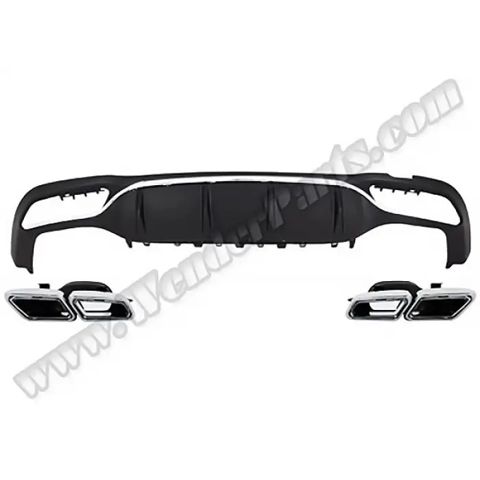 Mercedes W213 2016-2019 Tampon Difüzör Seti Tampon Difüzörü Arka 2 Çıkış Egz Uçlu Nikelajlı AMG 2138855402 Wender