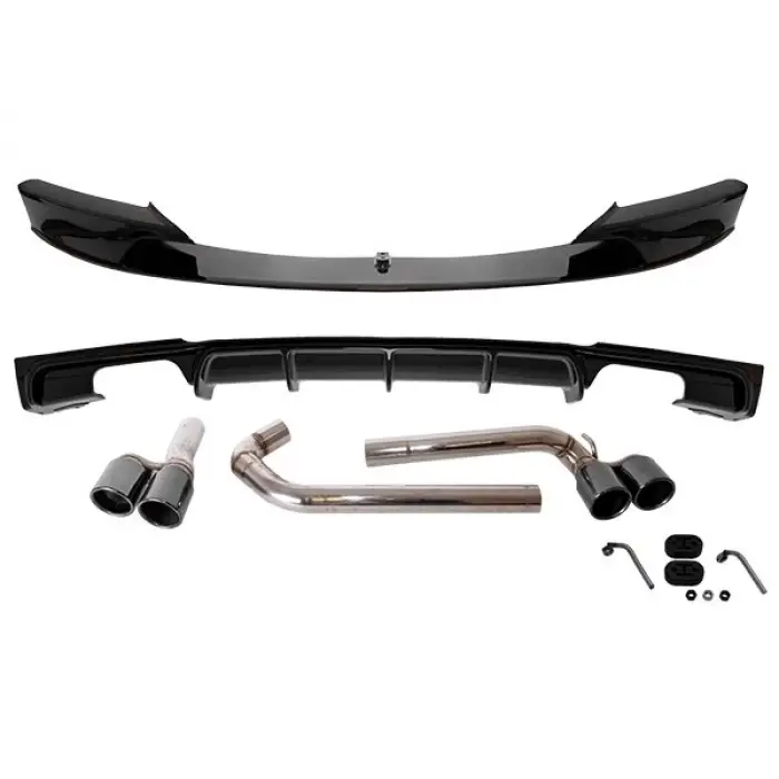 BMW F30+LCI 2012-2018 Lip Difüzör Seti Ön Arka 2 Çıkış Çiftli Egzoz Boruları M Sport 51192291364 Wender