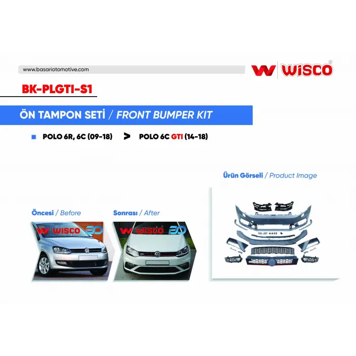 VW Polo 2009-2018 Tampon Seti Ön 6C0807217AAGRU Wisco