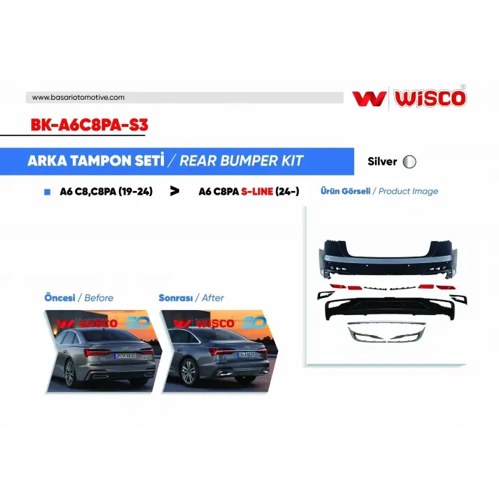 Audi A6 2019-2024 Tampon Seti Arka OEM Silver 4K5870067A Wisco