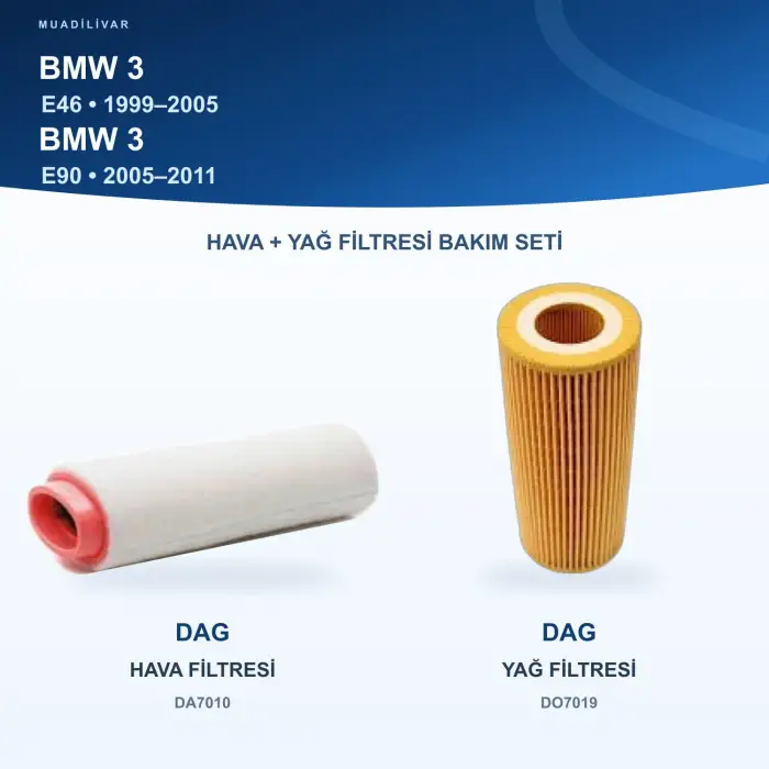 BMW 3 (E46) / BMW 3 (E90) Hava+Yağ Filtre Bakım Seti