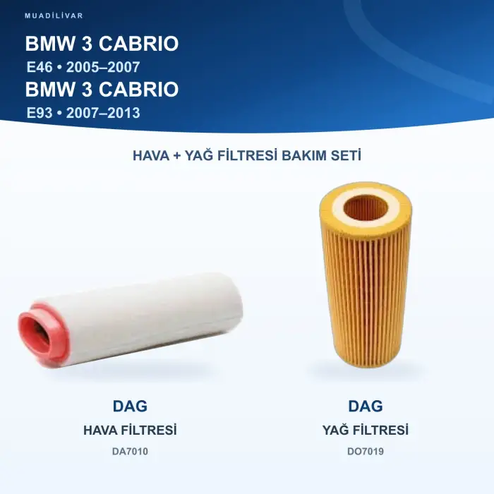BMW 3 (E46) / BMW 3 (E93) Hava+Yağ Filtre Bakım Seti