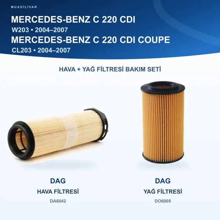 MERCEDES BENZ C (W203) / MERCEDES BENZ C (CL203) Hava+Yağ Filtre Bakım Seti