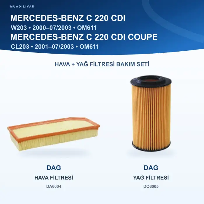 MERCEDES BENZ C (W203) / MERCEDES BENZ C (CL203) Hava+Yağ Filtre Bakım Seti