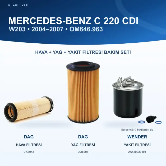 MERCEDES BENZ C (W203) / MERCEDES BENZ C (CL203) Hava+Yağ+Yakıt Filtre Bakım Seti