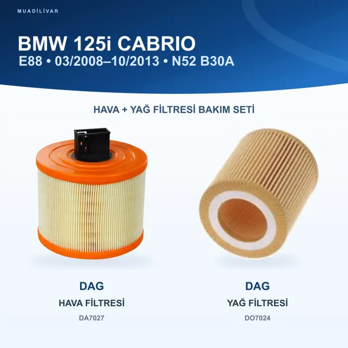 BMW 1 (E88) Hava+Yağ Filtre Bakım Seti