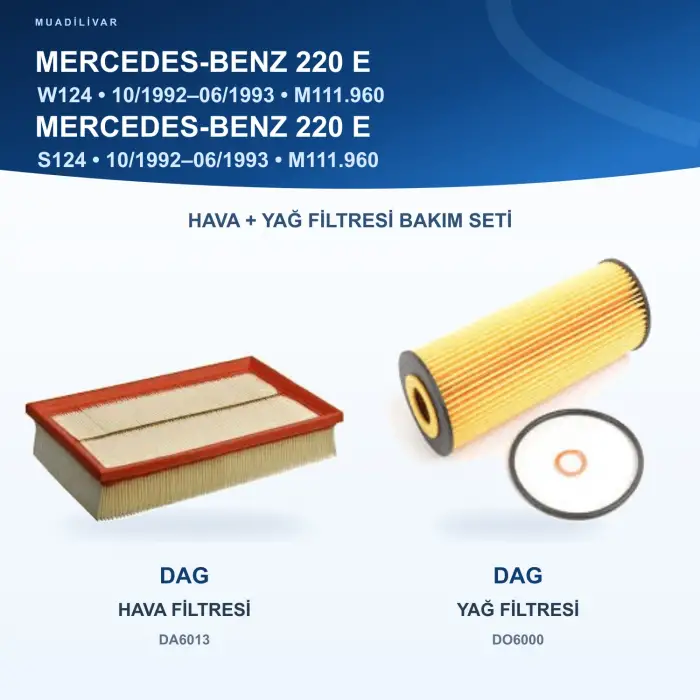 MERCEDES BENZ 124 (W124) / MERCEDES BENZ 124 (S124) Hava+Yağ Filtre Bakım Seti
