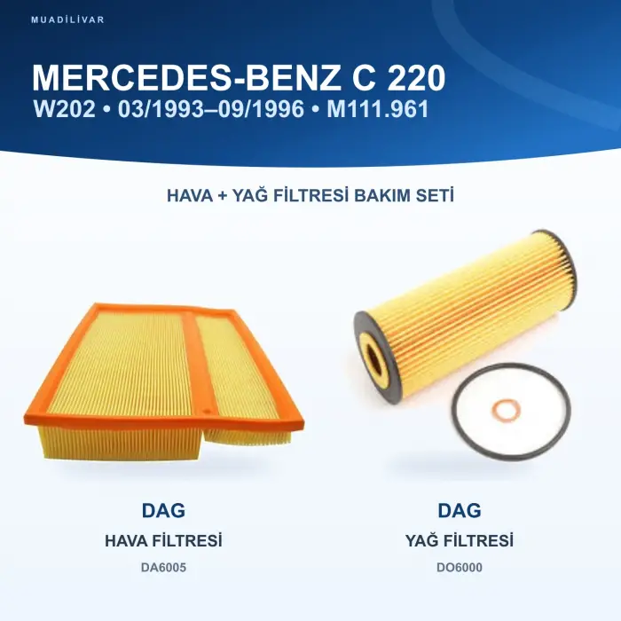MERCEDES BENZ C (W202) Hava+Yağ Filtre Bakım Seti