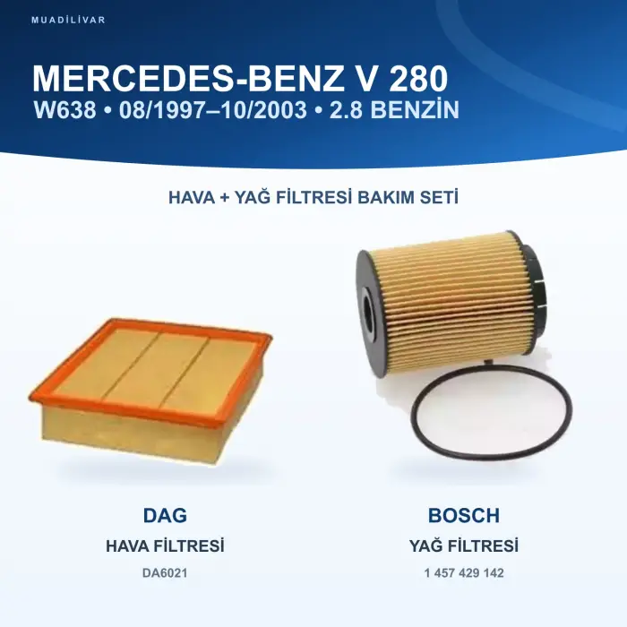 MERCEDES BENZ V (638/2) Hava+Yağ Filtre Bakım Seti