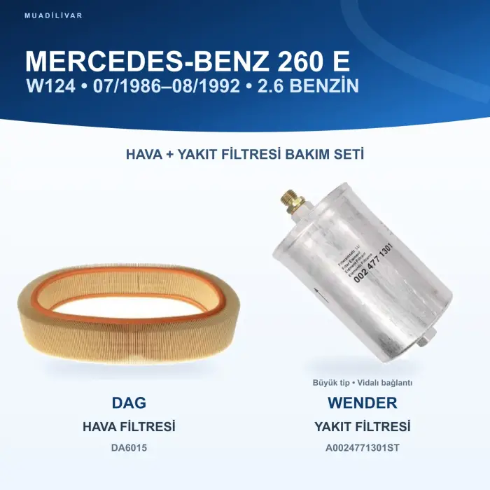 MERCEDES BENZ 124 (C124) / MERCEDES BENZ 124 (W124) Hava+Yakıt Filtre Bakım Seti