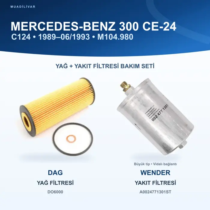 MERCEDES BENZ 124 (C124) Yağ+Yakıt Filtre Bakım Seti
