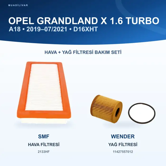 OPEL GRANDLAND / GRANDLAND X (A18, P1UO) Hava+Yağ Filtre Bakım Seti
