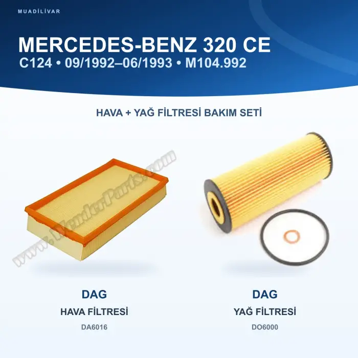 MERCEDES BENZ 124 (C124) / MERCEDES BENZ 124 (S124) Hava+Yağ Filtre Bakım Seti