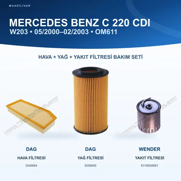 MERCEDES BENZ C (W203) / MERCEDES BENZ C (CL203) Hava+Yağ+Yakıt Filtre Bakım Seti