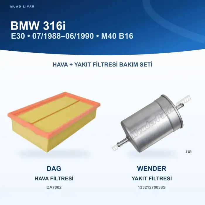 BMW 3 (E30) Hava+Yakıt Filtre Bakım Seti