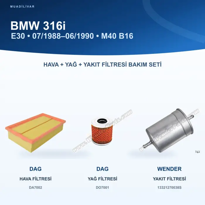 BMW 3 (E30) Hava+Yağ+Yakıt Filtre Bakım Seti
