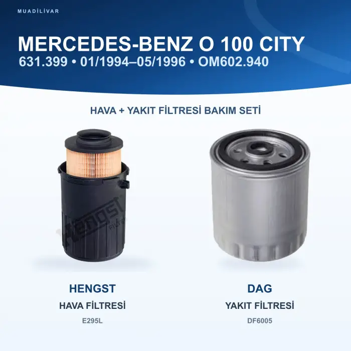 MERCEDES BENZ O 100 1994- Hava+Yakıt Filtre Bakım Seti