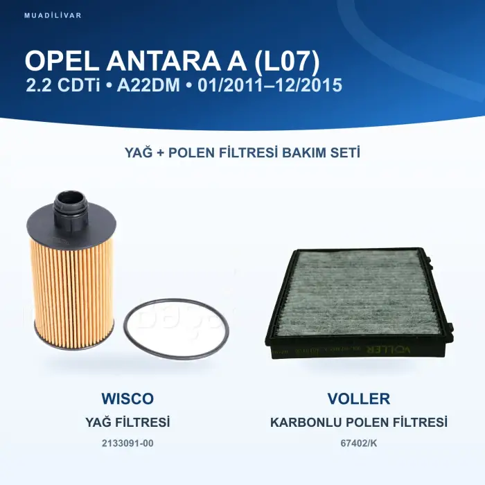 OPEL ANTARA A (L07) Yağ+Polen Filtre Bakım Seti