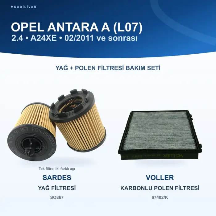 OPEL ANTARA A (L07) Yağ+Polen Filtre Bakım Seti