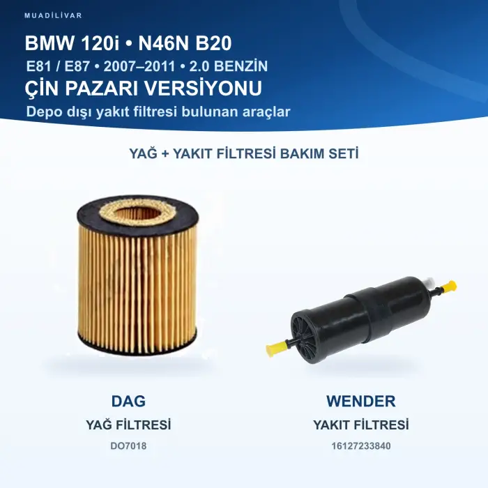 BMW 1 (E81) / BMW 1 (E87) Yağ+Yakıt Filtre Bakım Seti