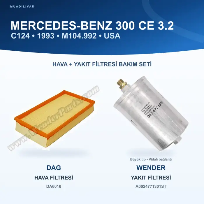 MERCEDES BENZ 124 (C124) Hava+Yakıt Filtre Bakım Seti