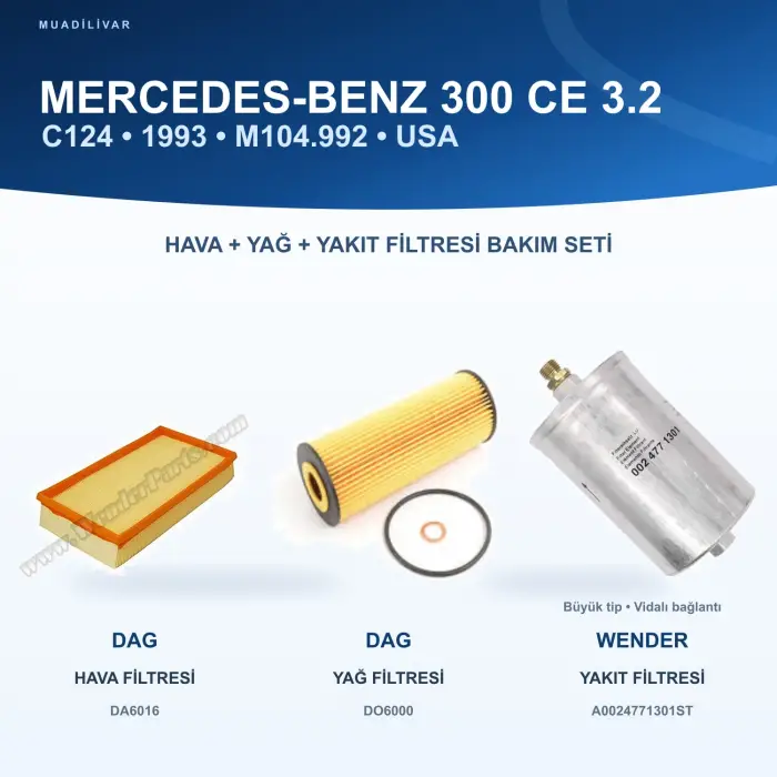 MERCEDES BENZ 124 (C124) Hava+Yağ+Yakıt Filtre Bakım Seti