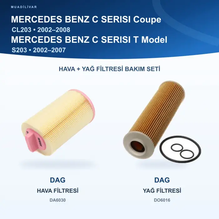 MERCEDES BENZ C (CL203) / MERCEDES BENZ C (S203) Hava+Yağ Filtre Bakım Seti